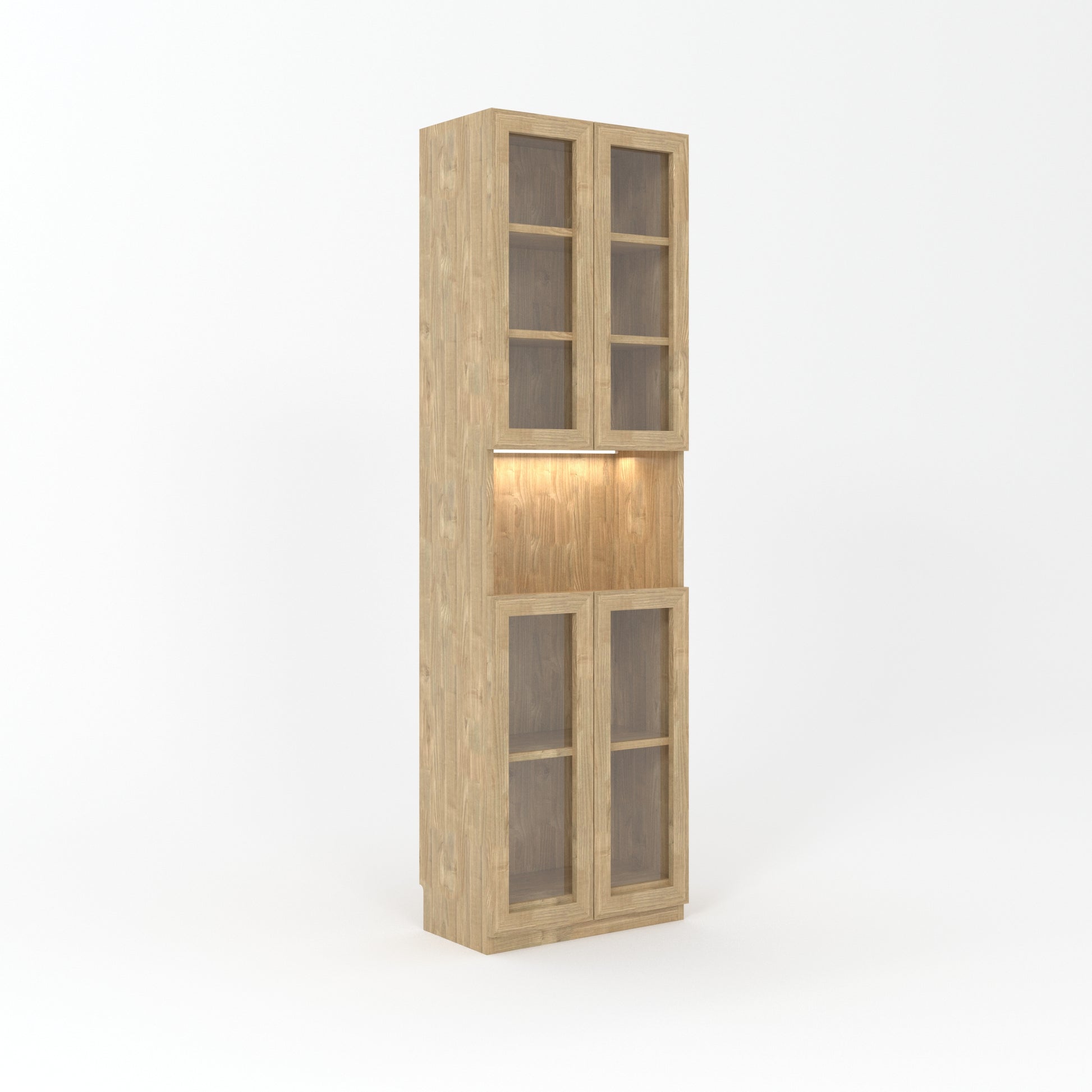Loft Kiri Bookcase with 4 Glass Doors, 0.6m, Light Wood