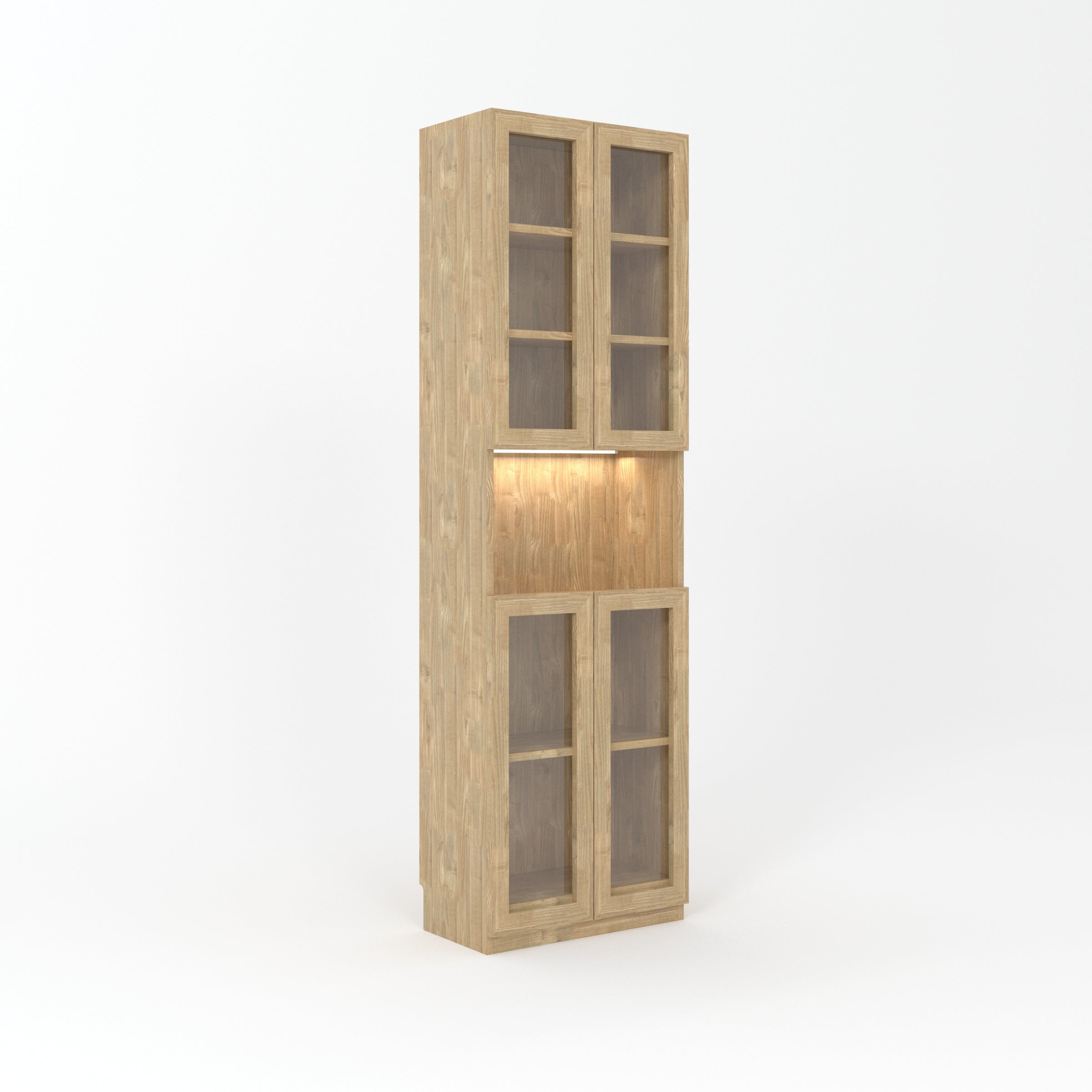 Loft Kiri Bookcase with 4 Glass Doors, 0.6m, Light Wood