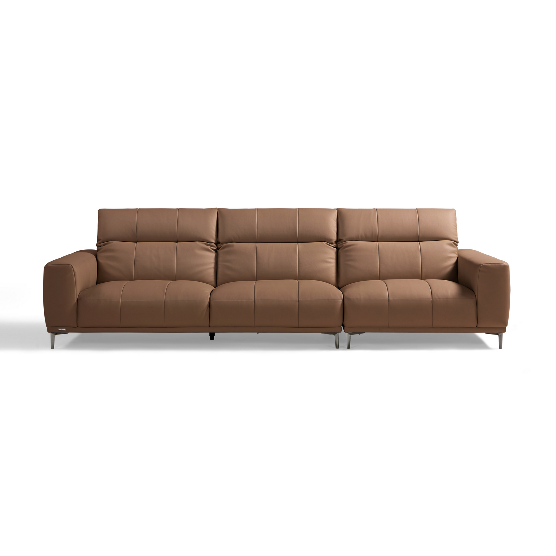 Linspire Crest Leather 4-Seater Sofa, Brown