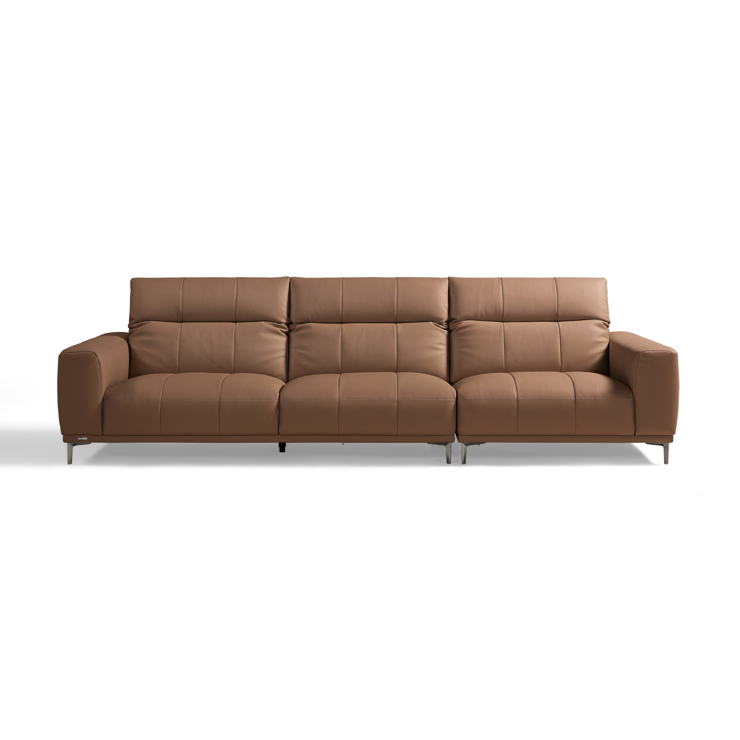 Linspire Crest Leather 4-Seater Sofa, Brown