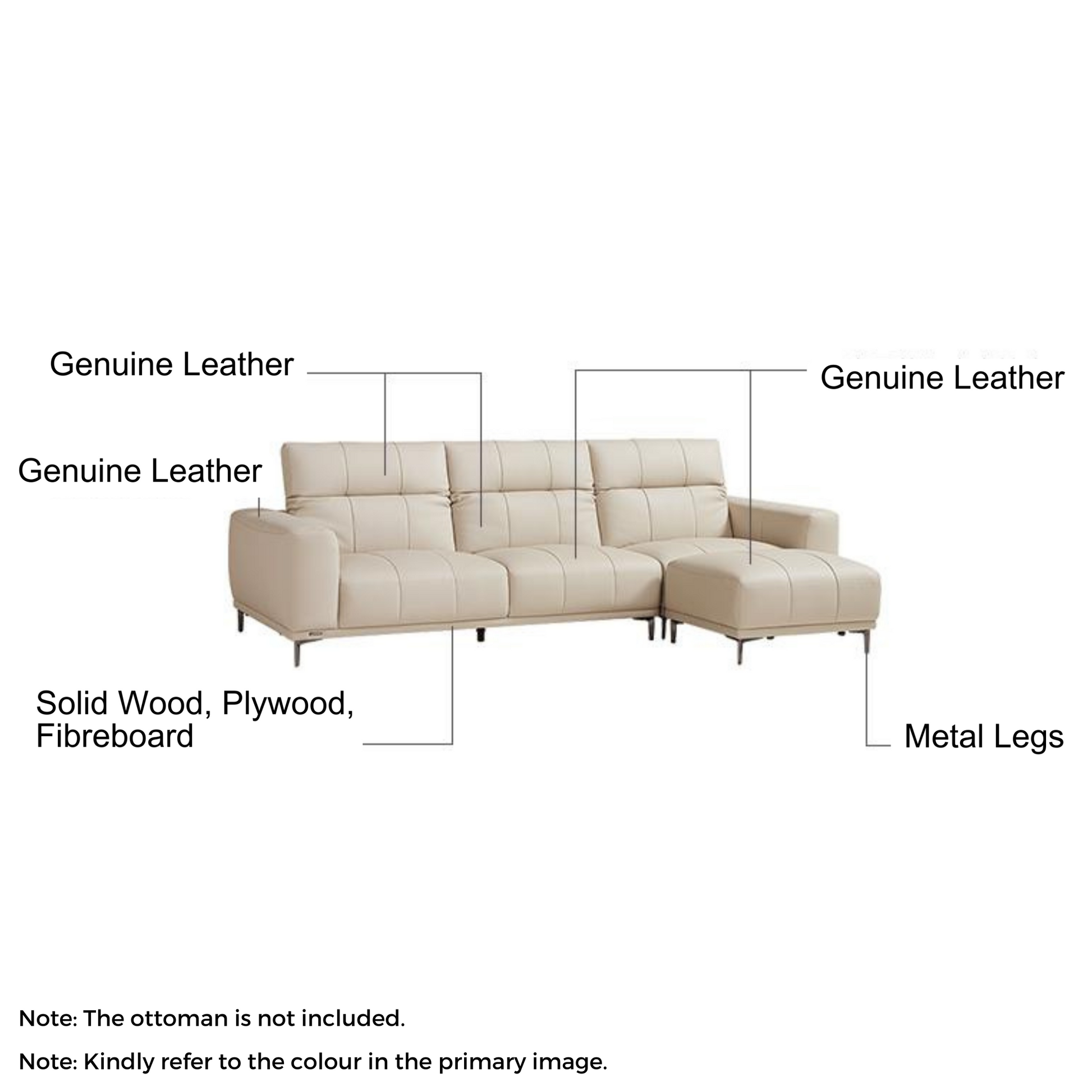 Linspire Crest Leather 4-Seater Sofa, Brown