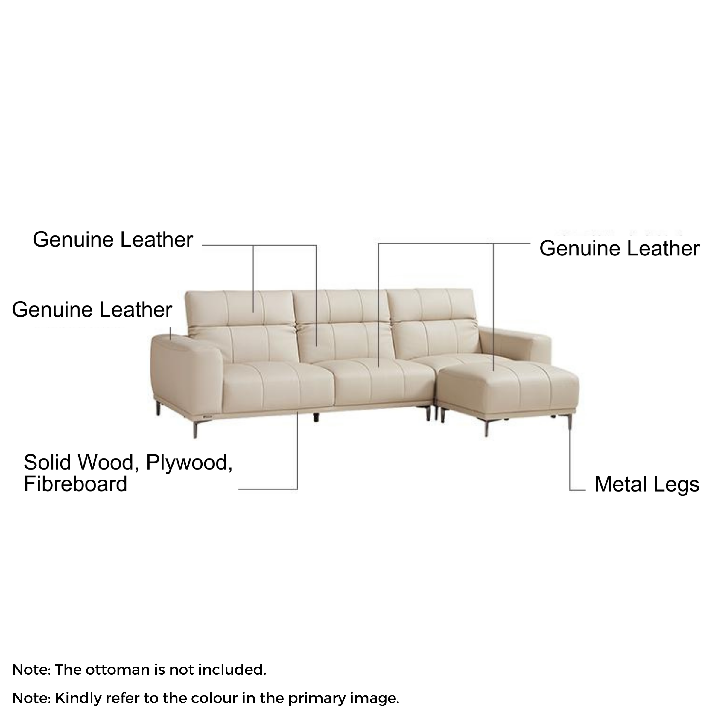 Linspire Crest Leather 4-Seater Sofa, Brown