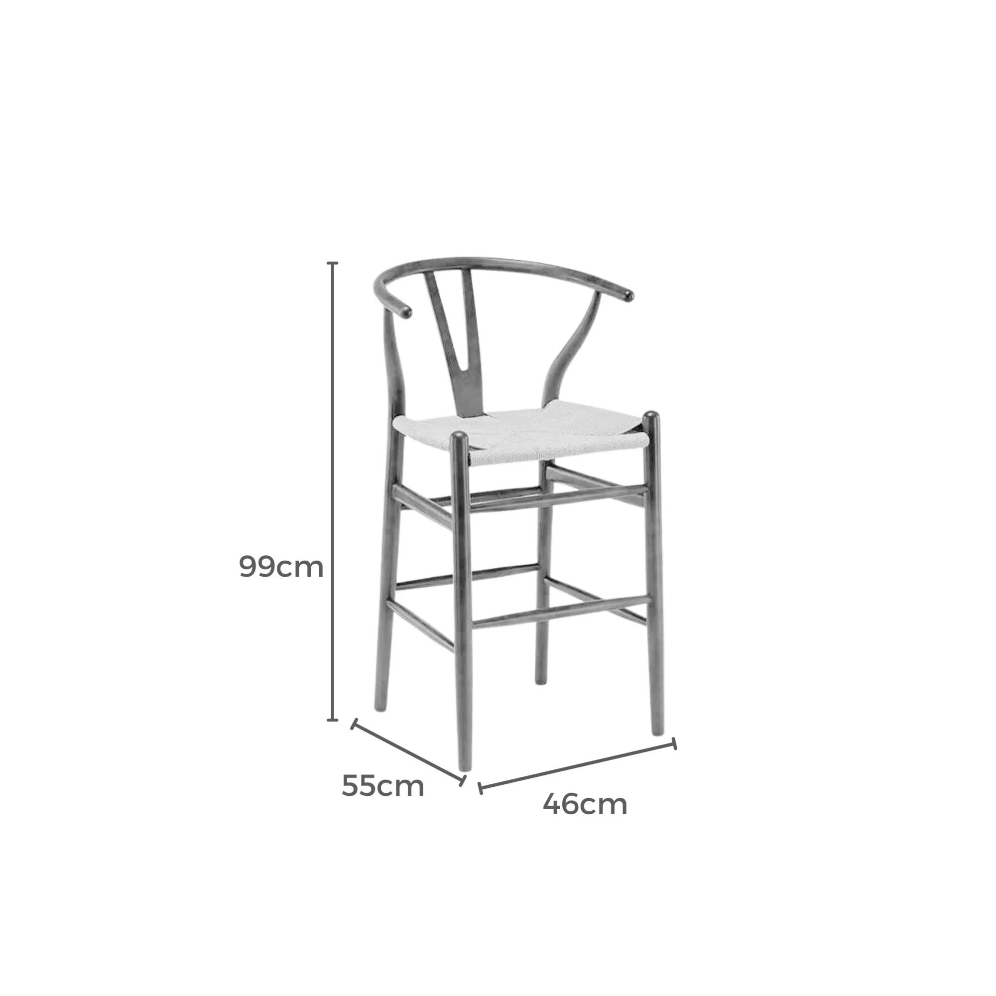 Hans Wegner Wishbone Bar Stool Replica, Natural, Set of 2