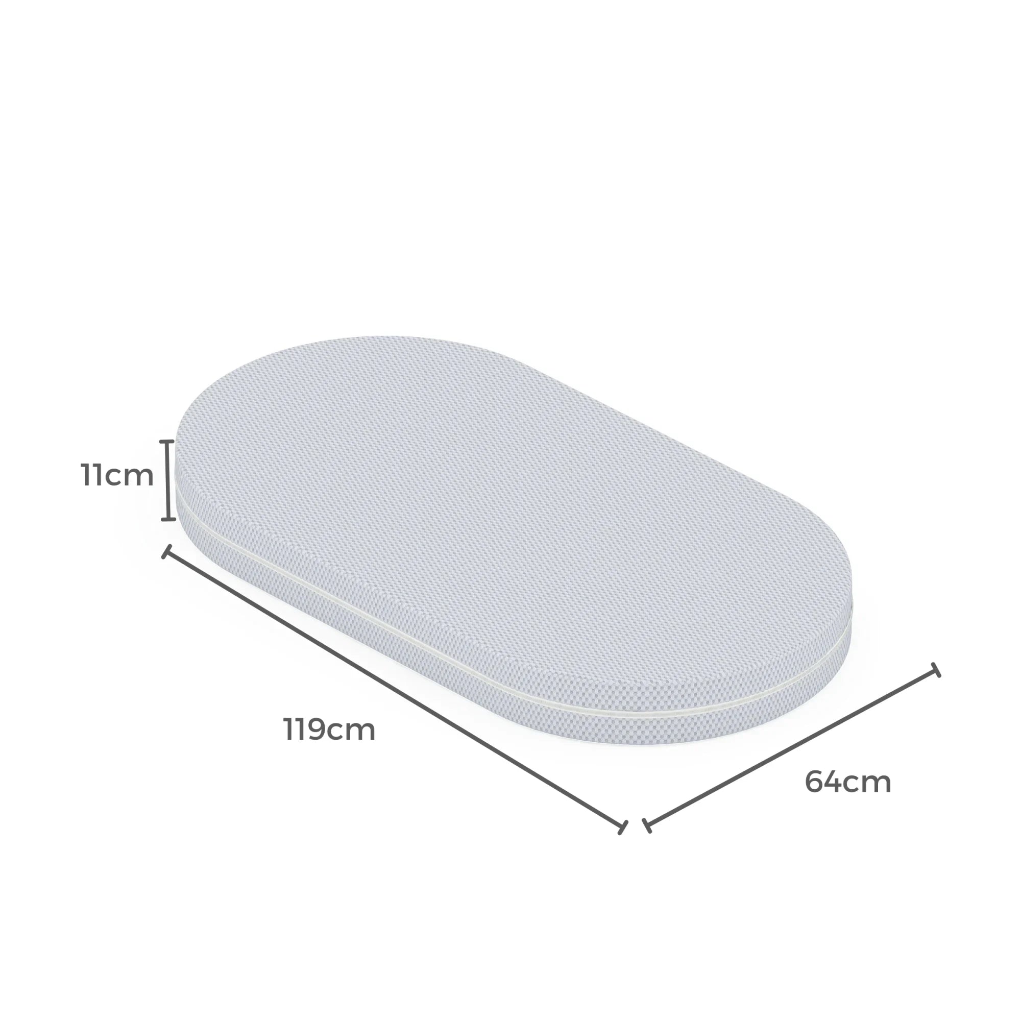 Boori Oval Kids Cot Fitted Mattress, 119x64x11cm
