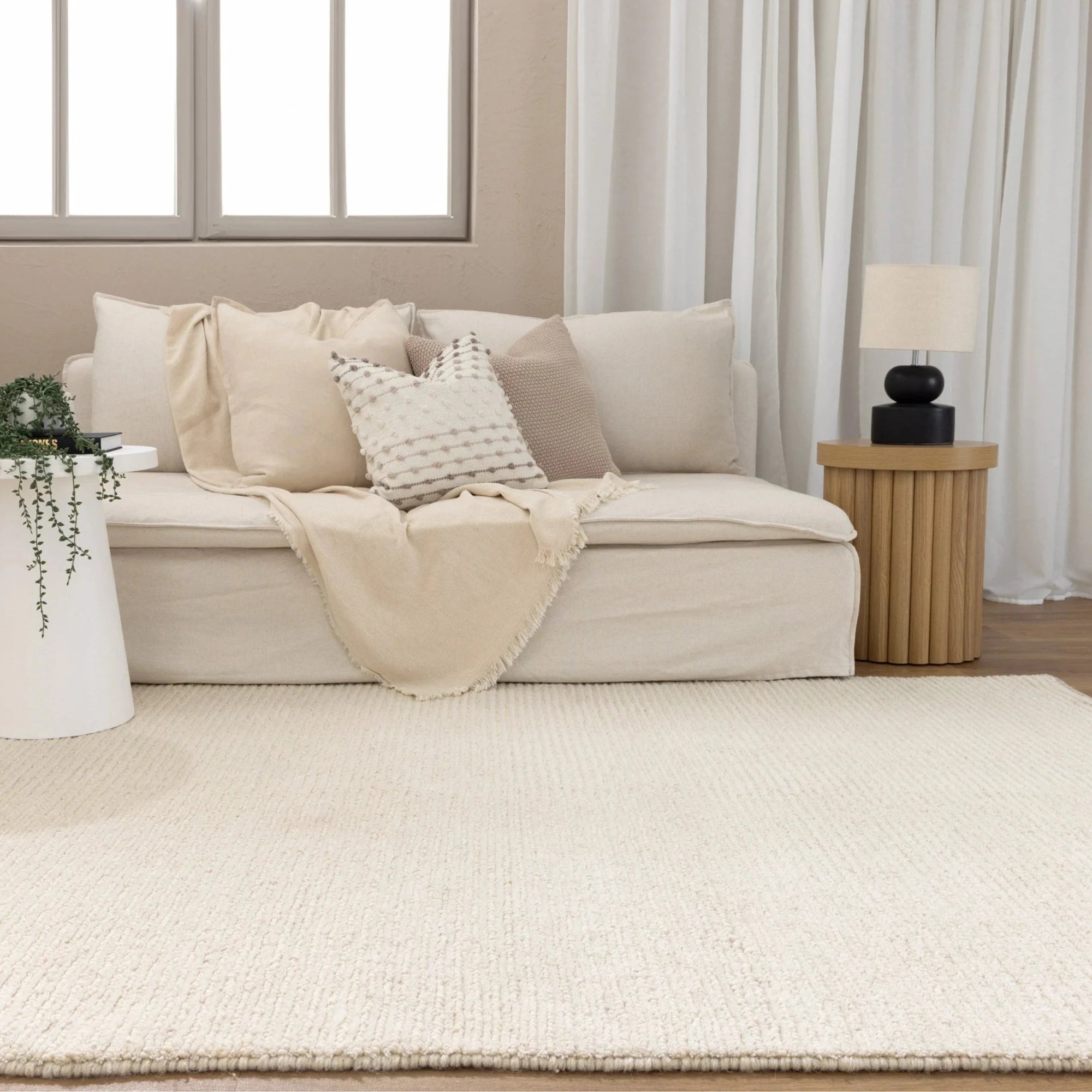 DreamWeaver Pure Scandinavian Wool Rug, Ivory, 80x300cm