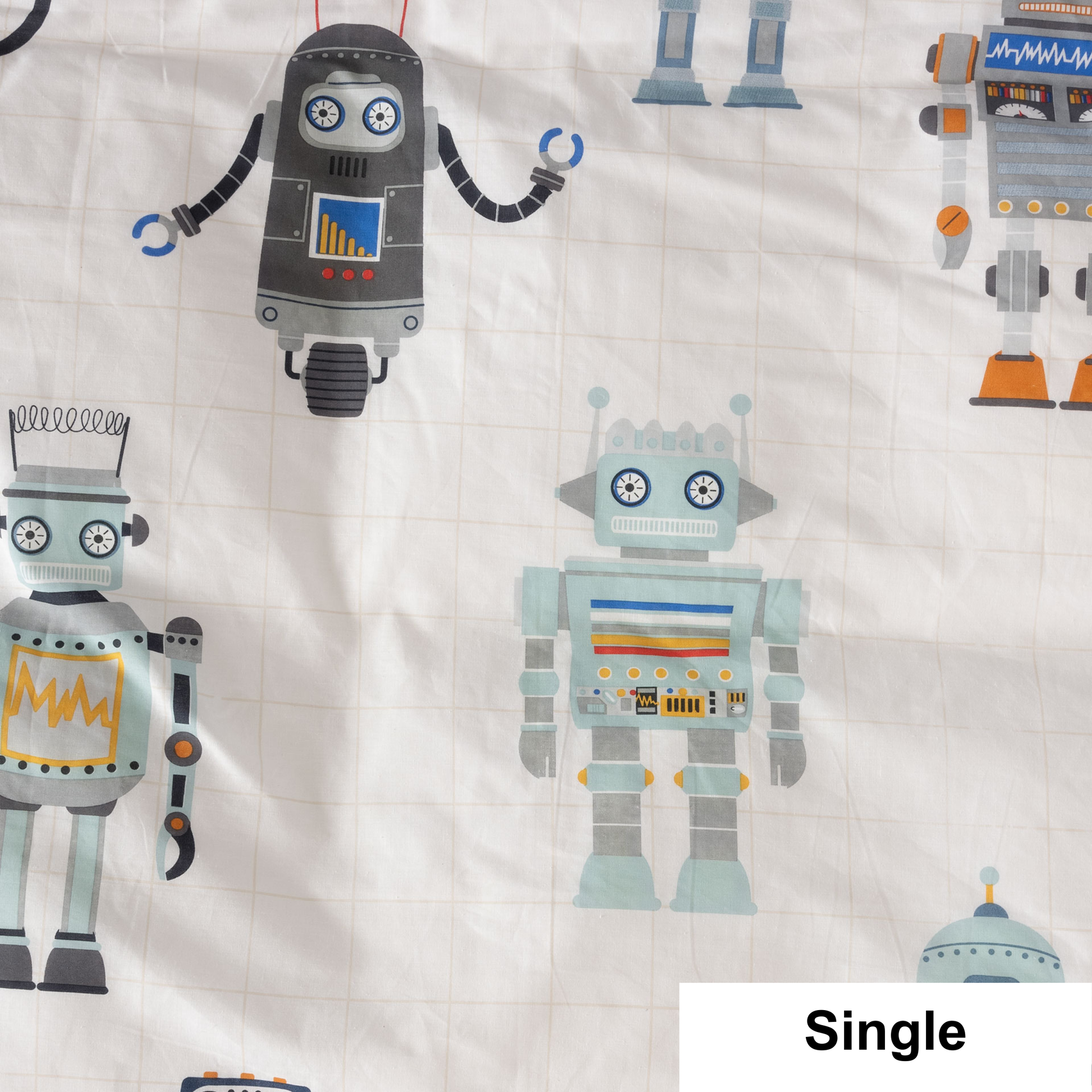 SQUIGGLES Retro Robot Duvet Cover Set, Multi, Single