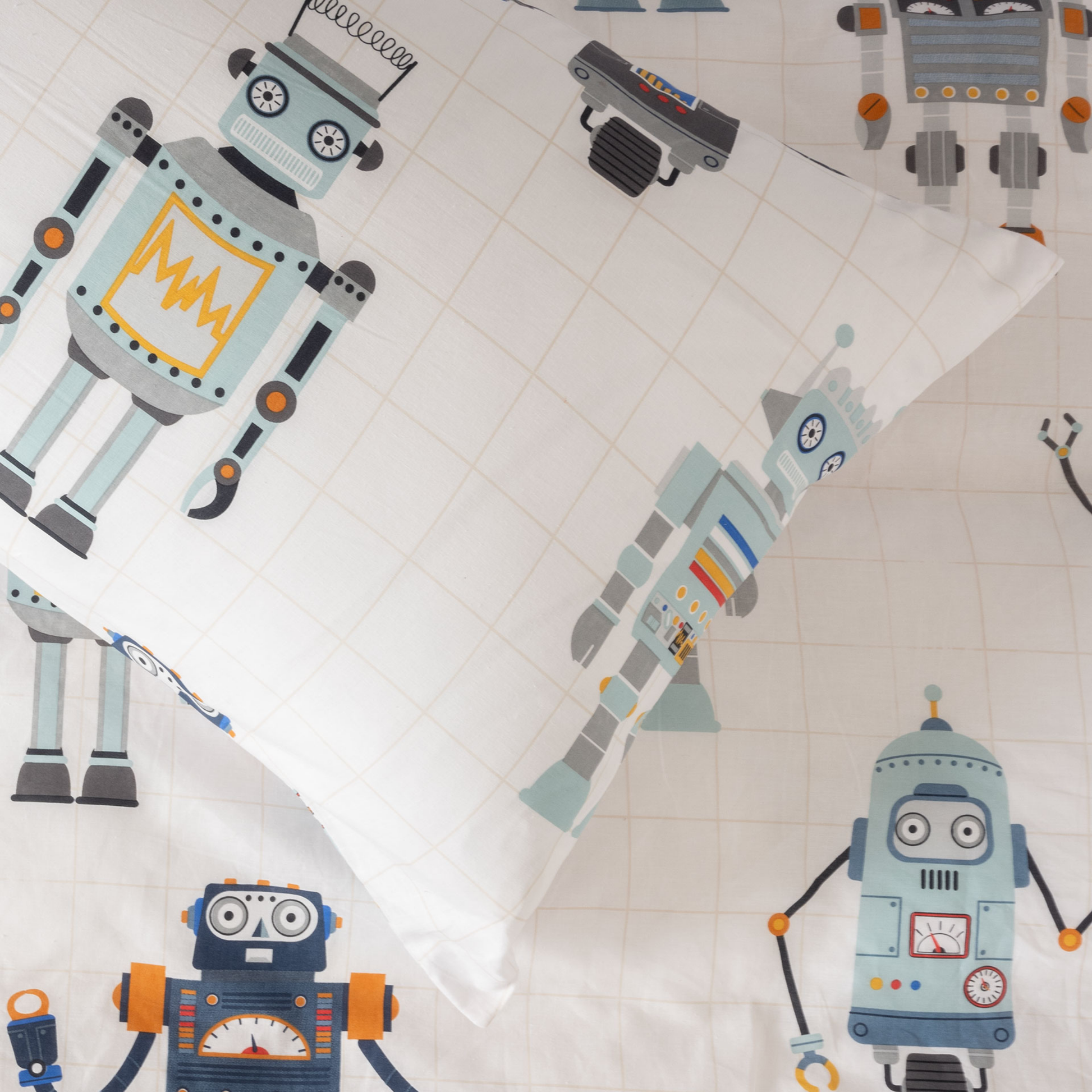 SQUIGGLES Retro Robot Duvet Cover Set, Multi, Single