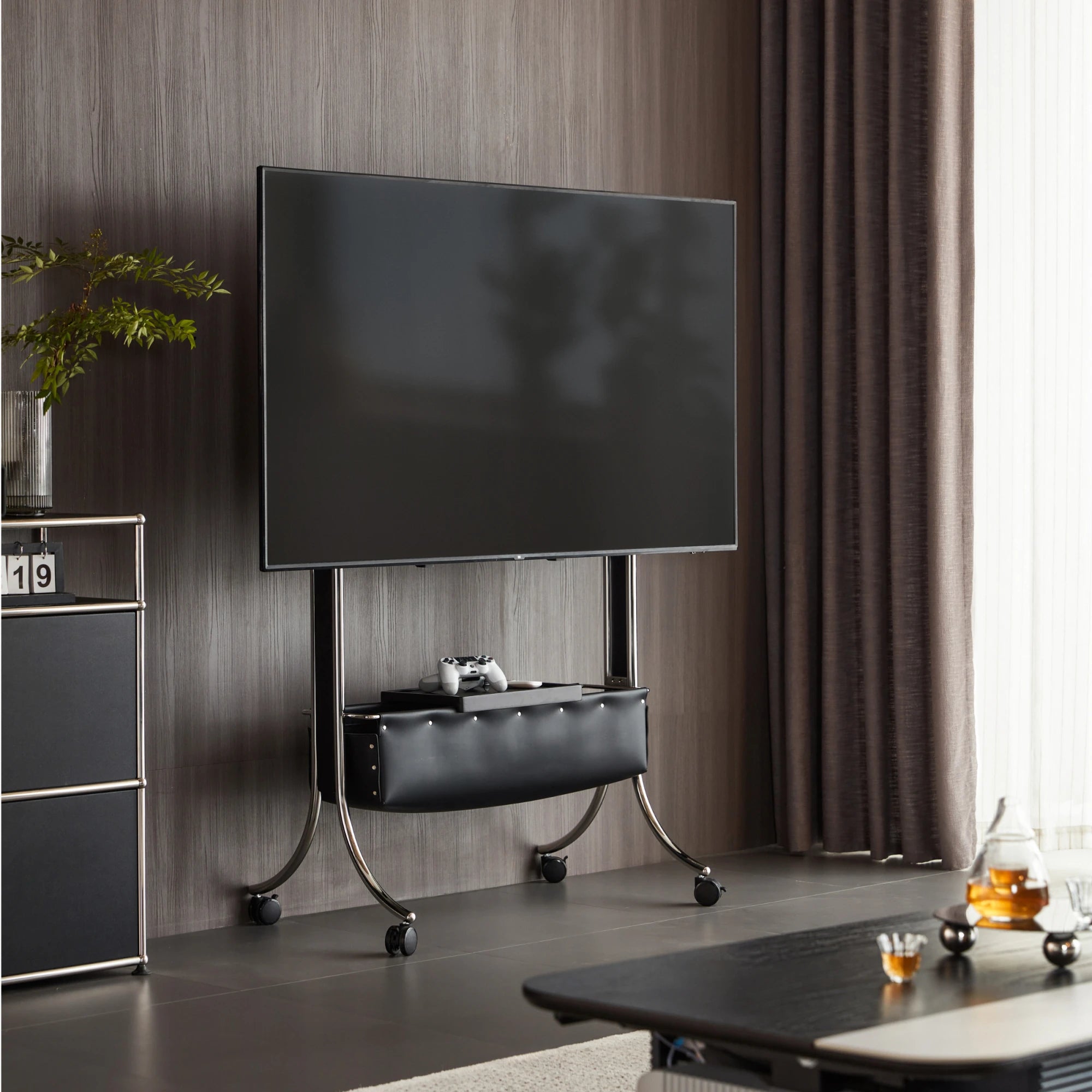 Linspire Trend Rolling TV Stand with Storage, Height Adjustable