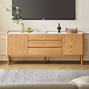 Solidwood Hemura Tall Entertainment Unit with Sintered Stone Top