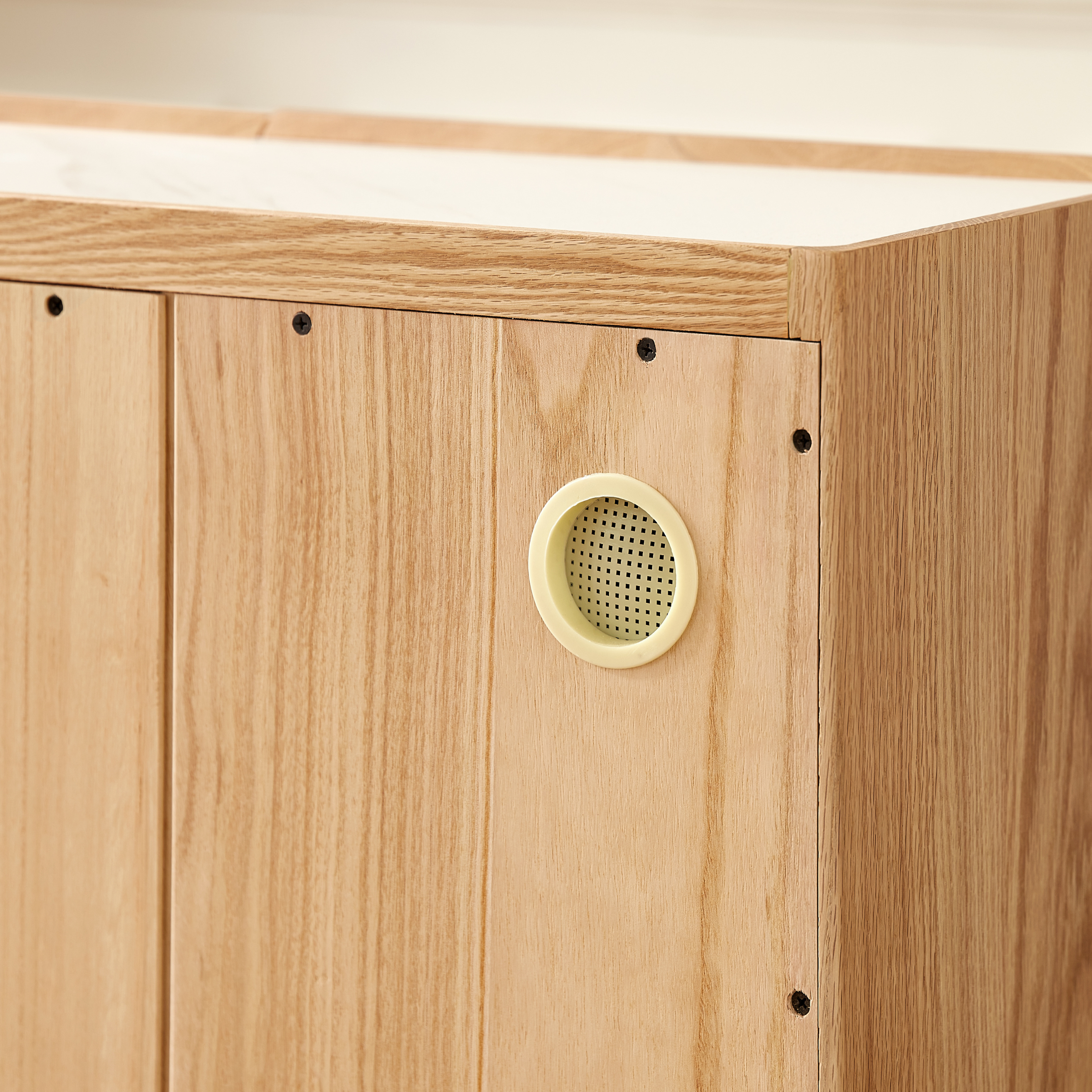 Solidwood Hemura Tall Entertainment Unit with Sintered Stone Top