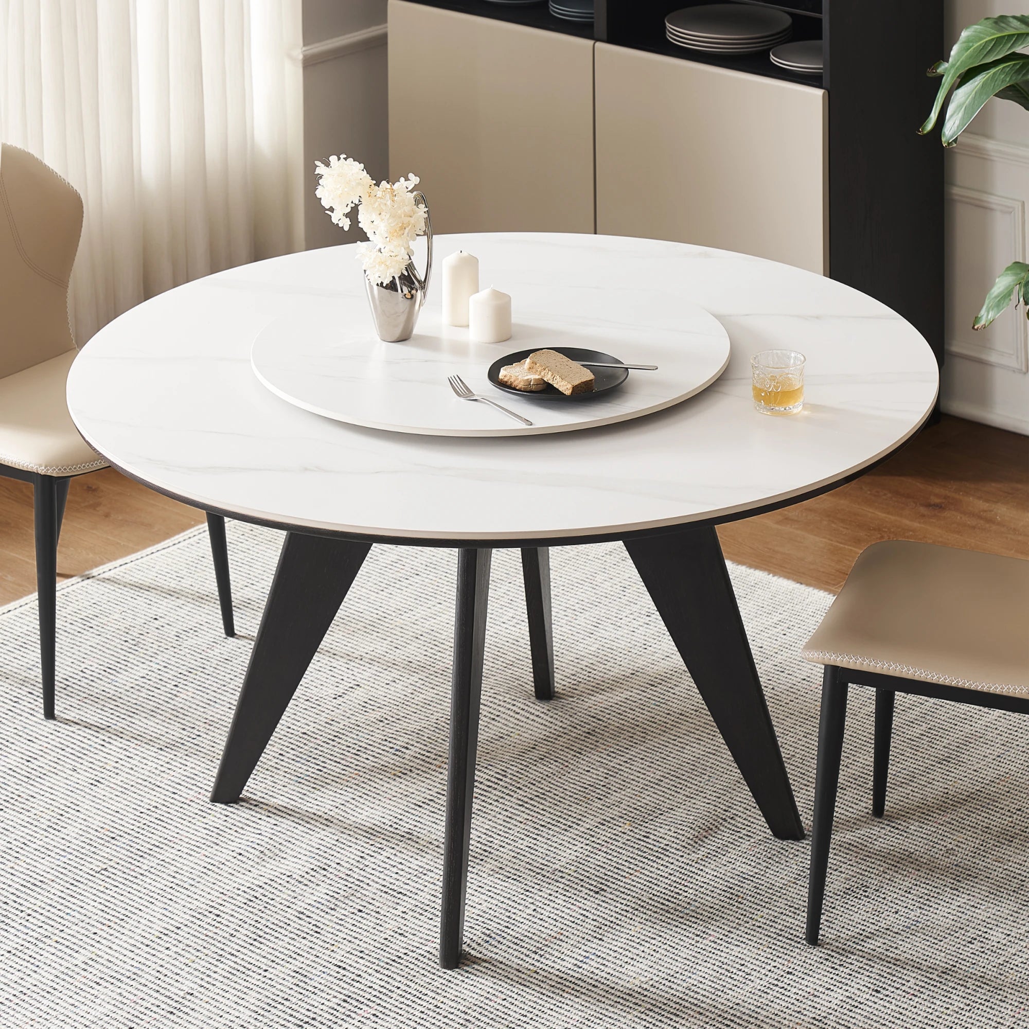 Solidwood Yelant Round Turntable Dining Table